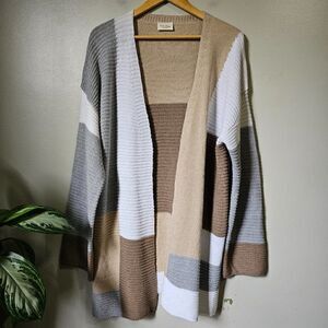 NEW WITHOUT TAGS 143 STORY BY LINE UP COLOR BLOCK OVERSIZED OPEN CARDIGAN S, M